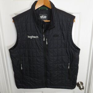 Stio Azura Insulated Boundary Black Vest Primaloft Size XL *Logitech Logo